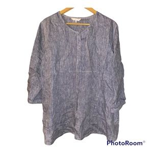 KLEEN by Bryn Walker Linen Top Blue L